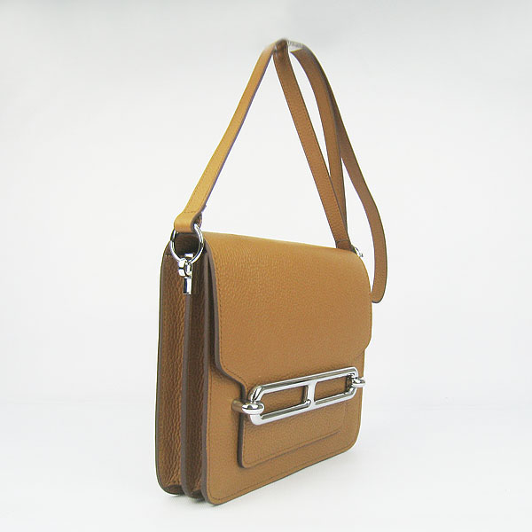 Replica Hermes Togo Leather Messenger Bag Light Coffee 8078 - Click Image to Close